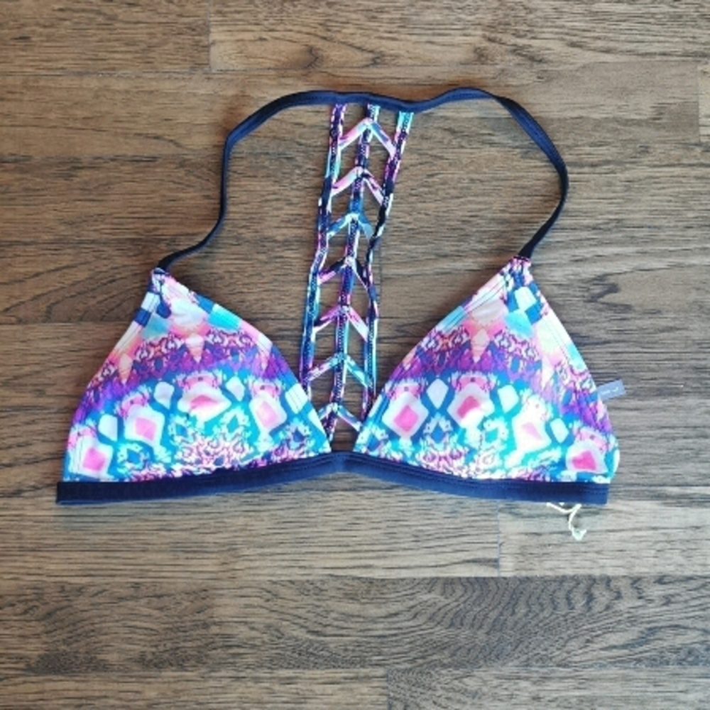 La hearts bikini top racerback cage new large